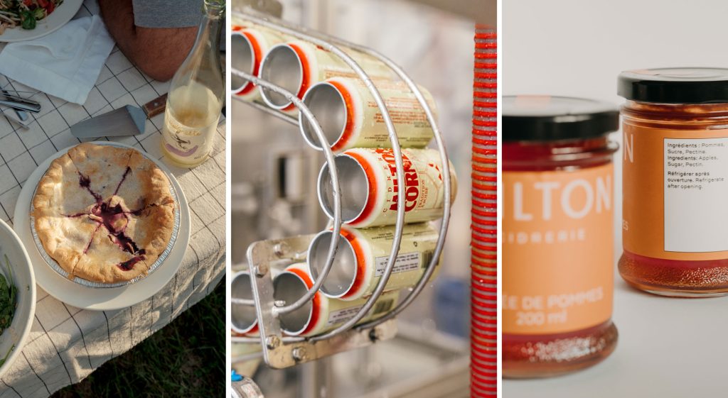 Un aperçu des produits réputés de l’entreprise : les fameuses tartes, la nouveauté Milton Corner, un cocktail au cidre sec, et la gelée de pommes. Photo: gracieuseté